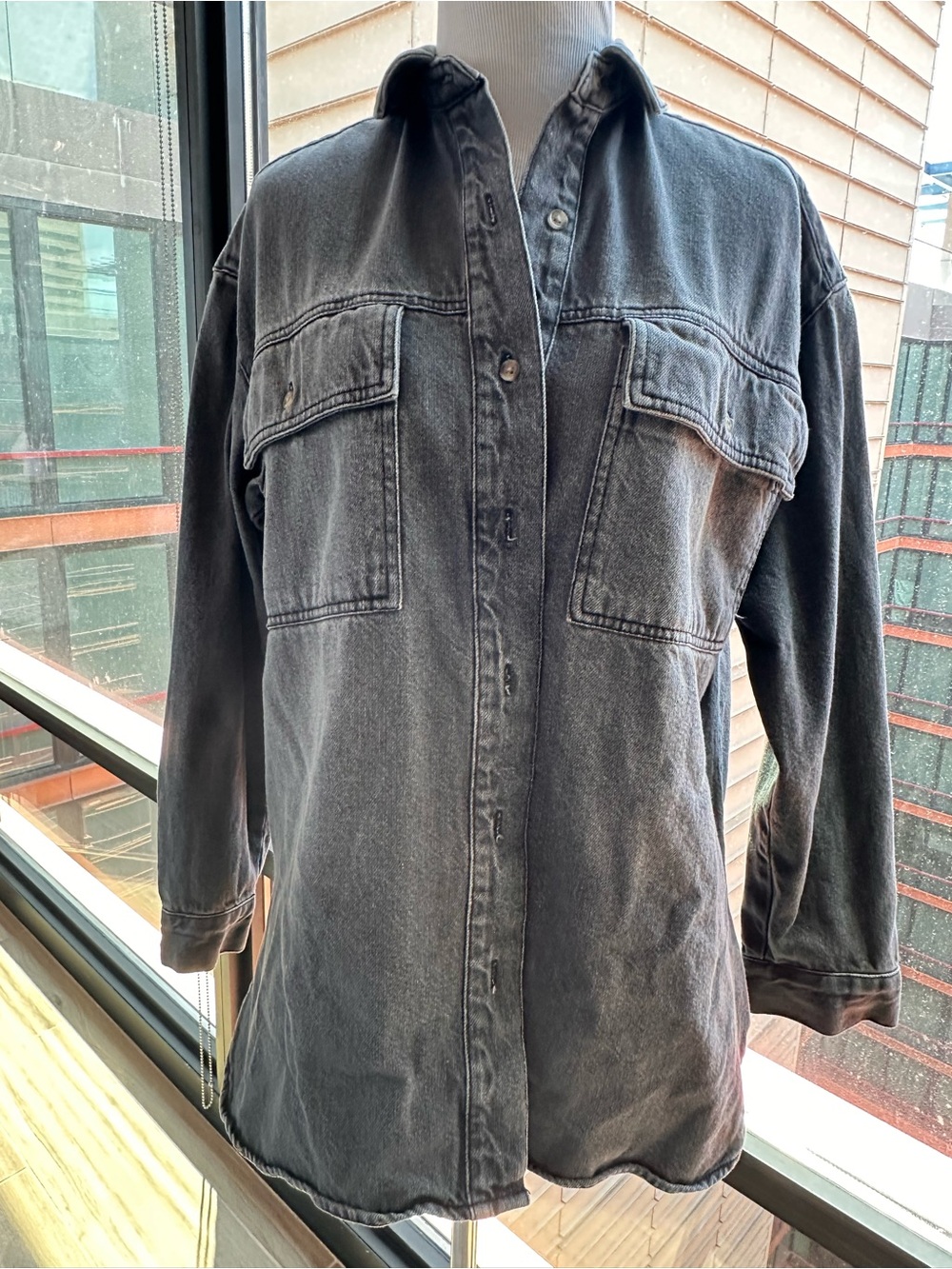 Universal Thread Men's Washed Black Button-Down Overshirt